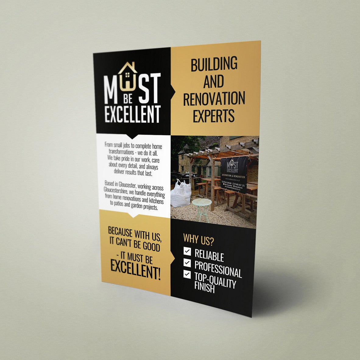 A5 Promotional flyer for building and renovation experts 