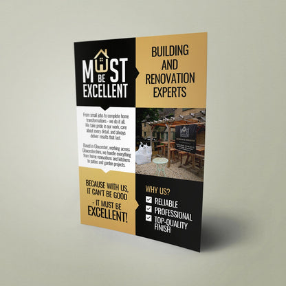 A5 Promotional flyer for building and renovation experts 